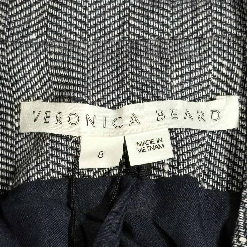 Veronica Beard Blazer Womens 8 Blue Farley Dickey Jacket Herringbone Linen - Picture 5 of 16